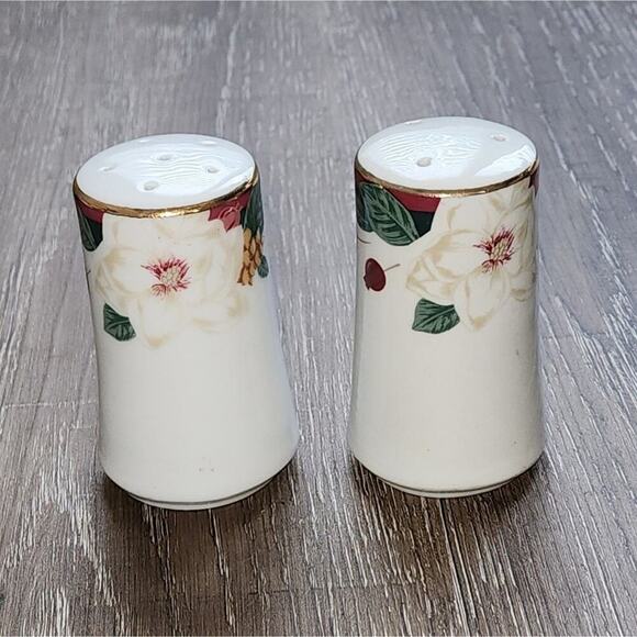 Vintage 1998 Tienshan Fine China Magnolia Salt & pepper shaker Set Shakers‎ - Picture 1 of 13